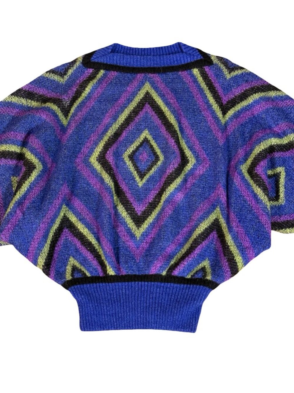 Vintage Women’s Purple Green Oversized Wool Knit Sweater - Picture 4 of 6